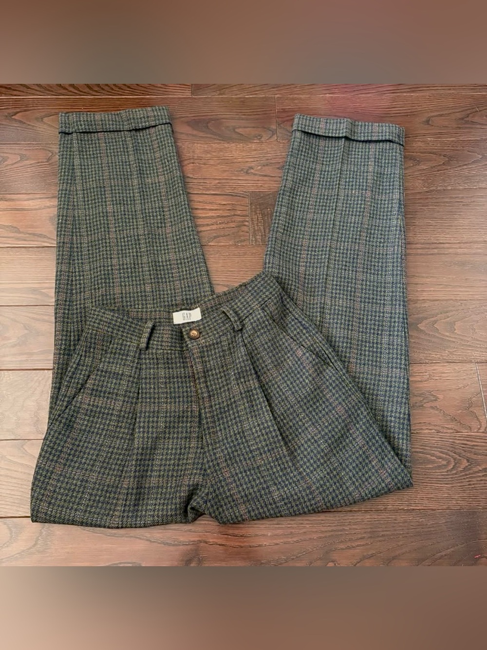 Vintage GAP Green Plaid Wool-Blend trousers